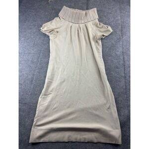 Etcetera Women's S Beige Wool Sweater Turtleneck Shift Dress VTG Minimalist SEE